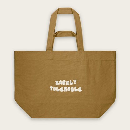 Barely Tolerable | Tote Bag in Bronze (18464_Barely-Tolerable_STAU117_Bronze_Tote-Bag_Mockup.png)