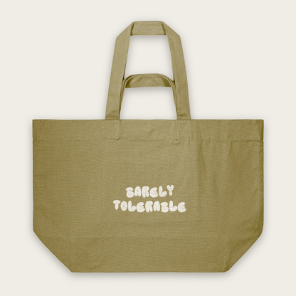 Barely Tolerable | Tote Bag in Faded Olive (18465_Barely-Tolerable_STAU117_Faded-Olive_Tote-Bag_Mockup.png)