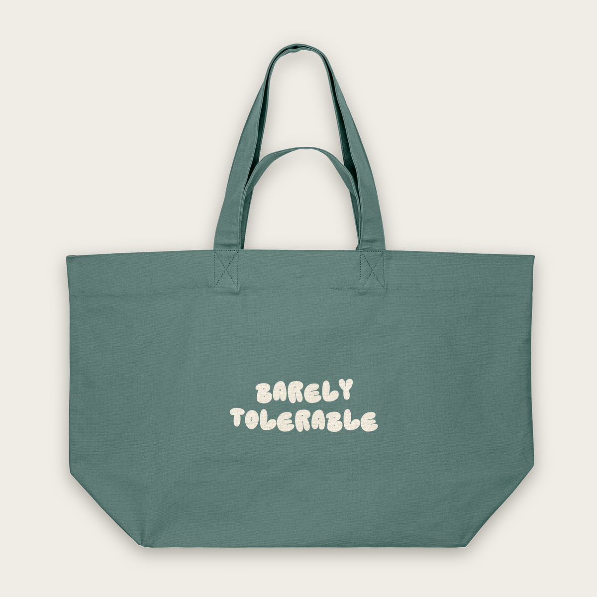 Barely Tolerable | Tote Bag in Green Bay (18466_Barely-Tolerable_STAU117_Green-Bay_Tote-Bag_Mockup.png)