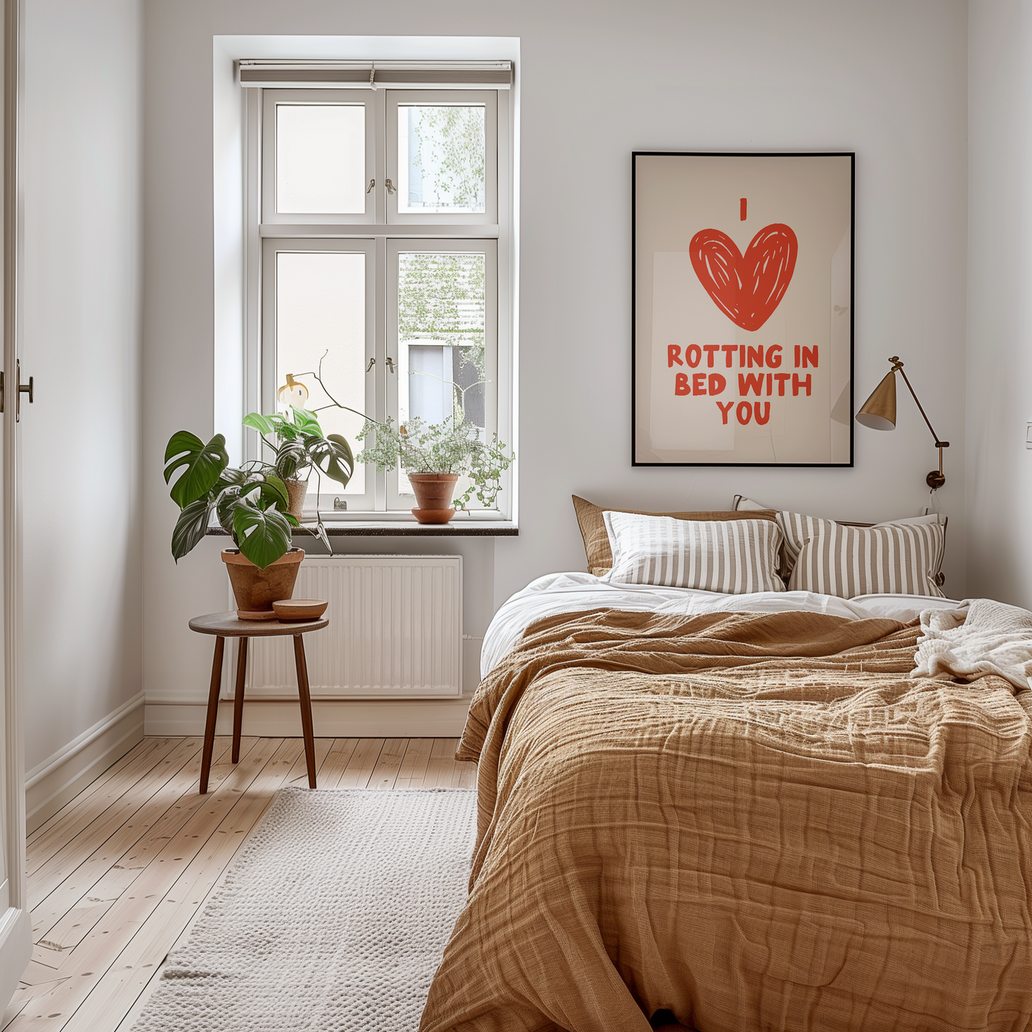 I Love Rotting In Bed With You | Red and Cream | Art Print