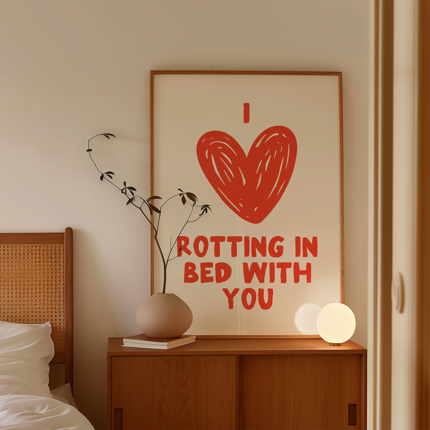 I Love Rotting In Bed With You | Red and Cream | Art Print