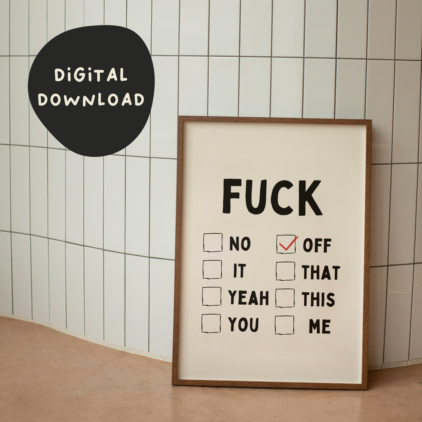 Digital Download |  Fuck | Black and Cream