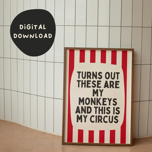 Digital Download | Turns Out These Are My Monkeys | Red and Cream Stripe