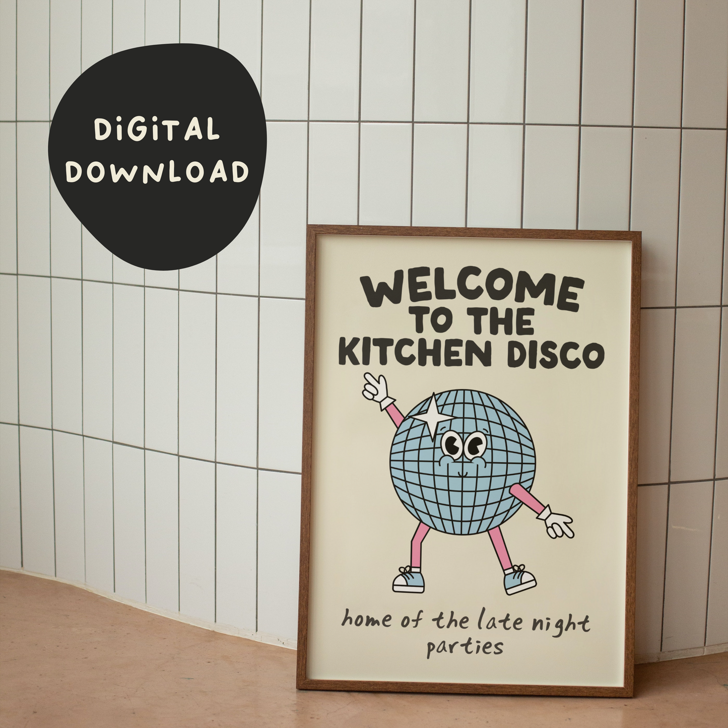 Digital Download | Welcome To The Kitchen Disco | Pink and Cream