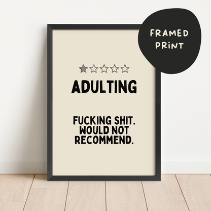 Framed | Adulting | Black and Cream | Art Print