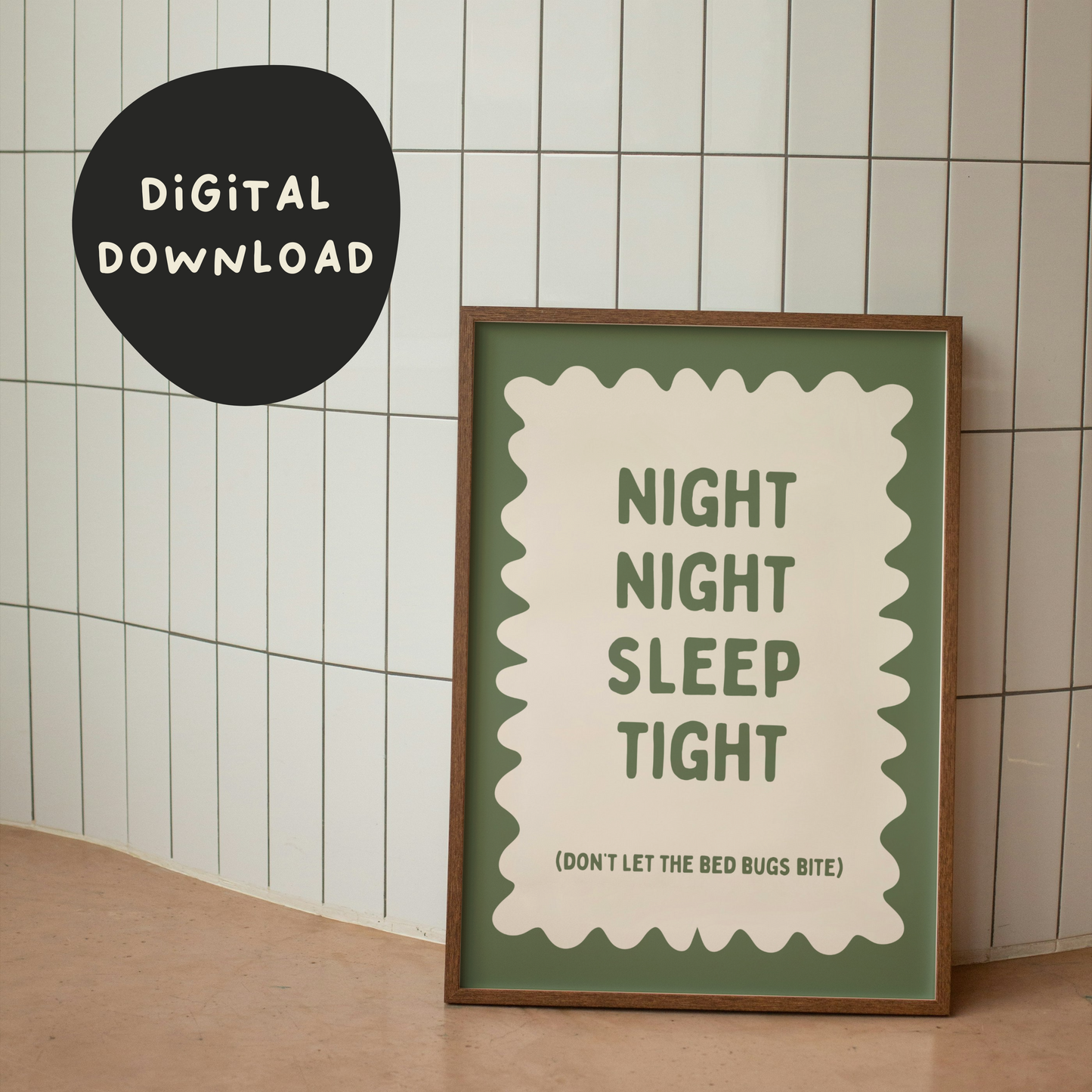 Digital Download | Night Night Sleep Tight | Olive Green and Cream