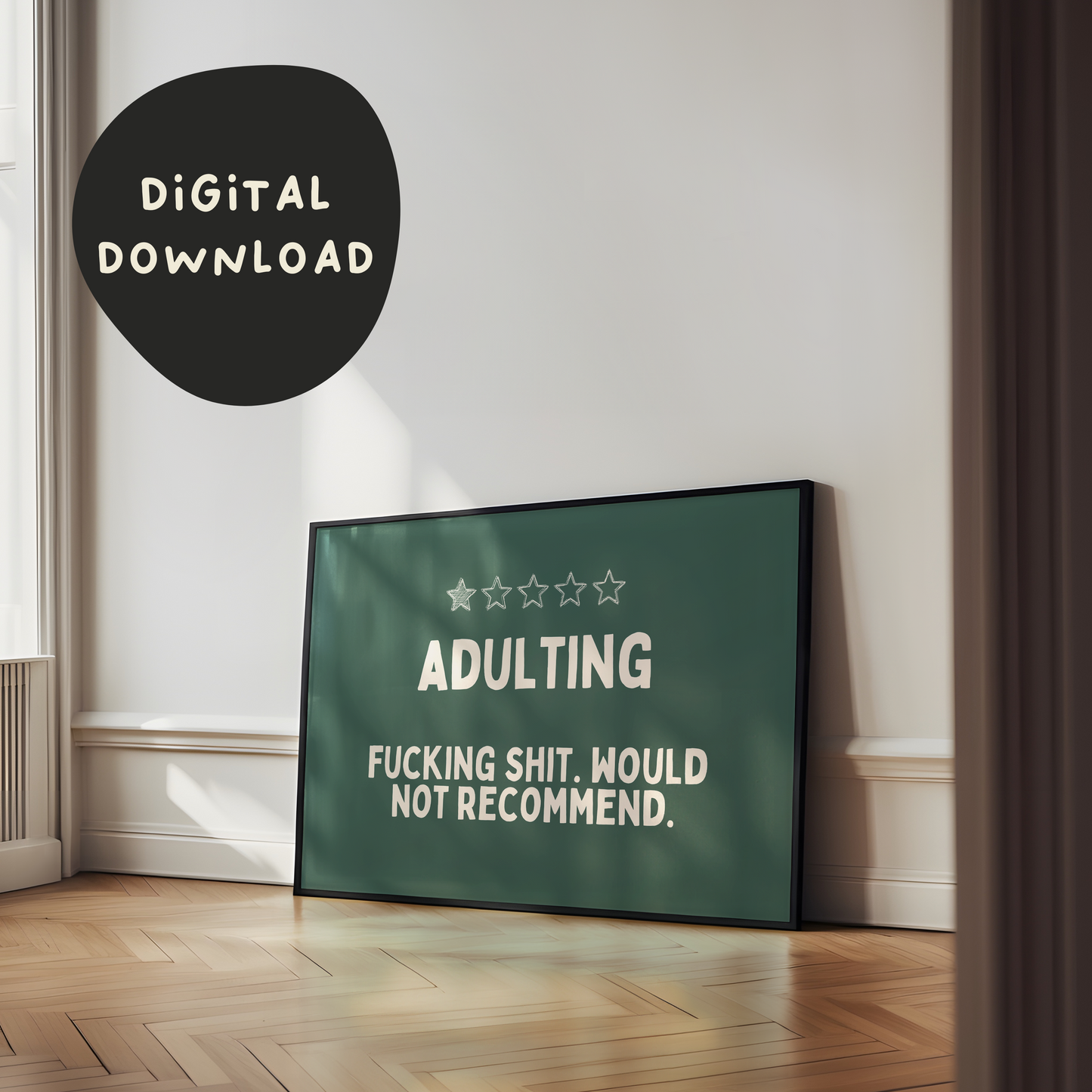 Digital Download |  Adulting | Cream and Forest Green