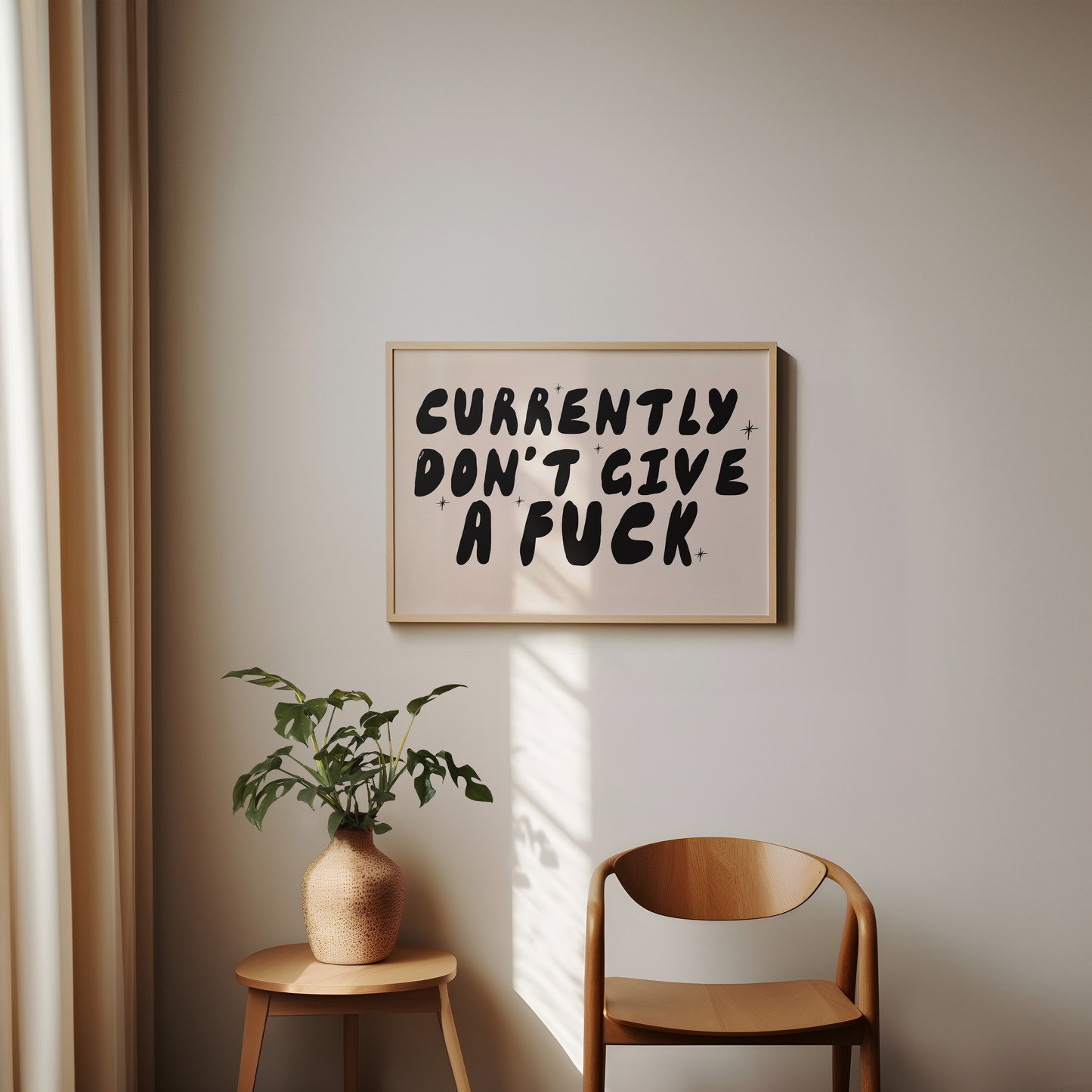 Currently Don't Give A Fuck | Black and Cream | Art Print