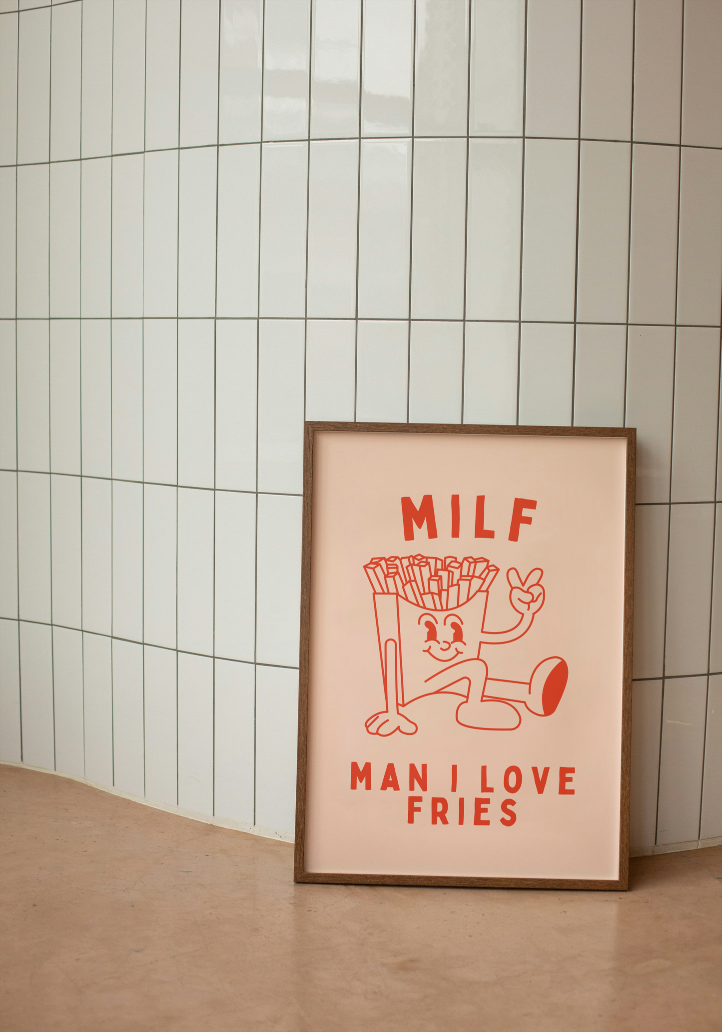 Milf. Man I Love Fries | Red Orange and Peach | Art Print