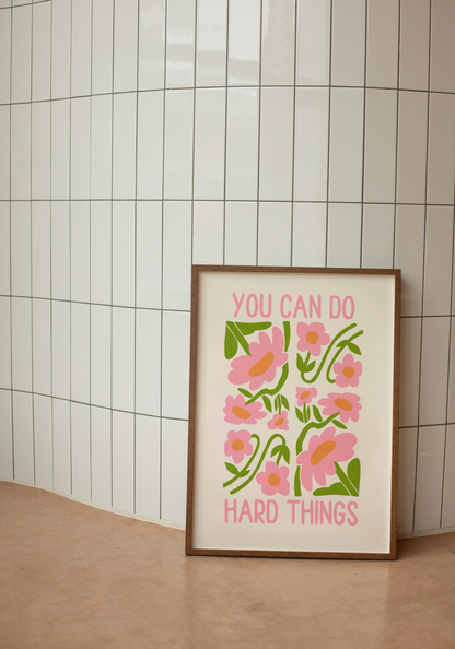 You Can Do Hard Things | Blush Pink and Cream | Art Print