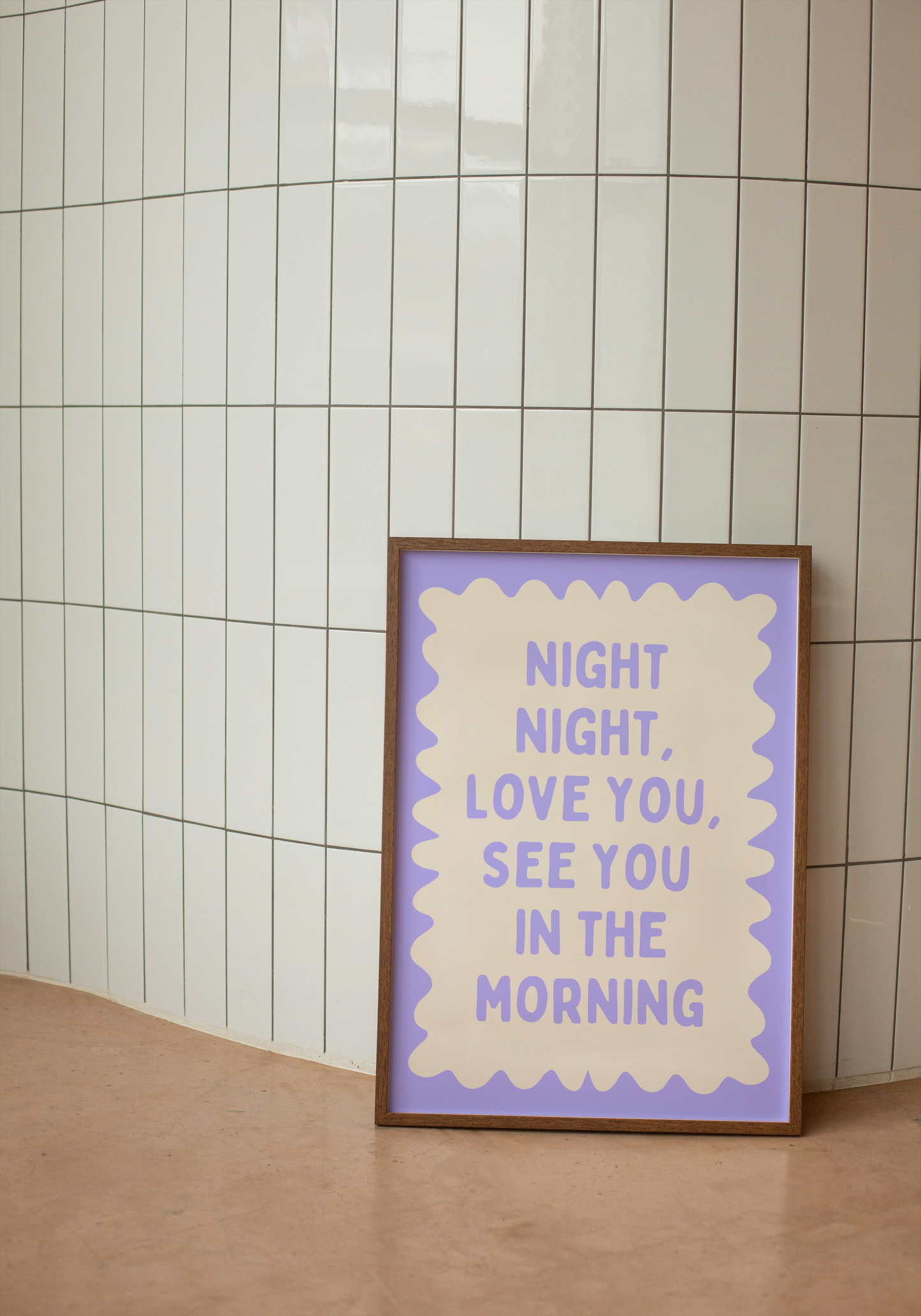 Night Night, Love You | Periwinkle and Cream | Wall Art Print