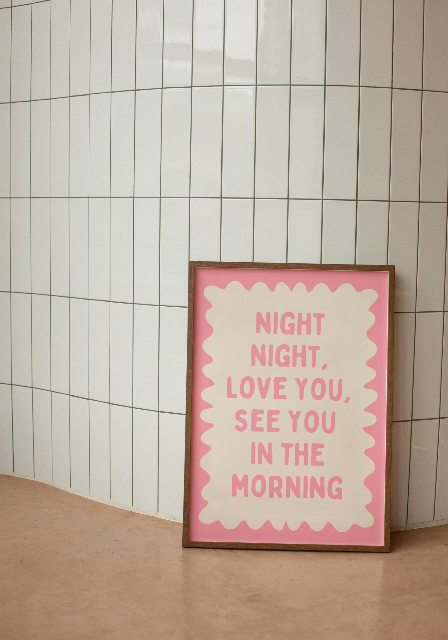 Night Night, Love You | Blush and Cream | Wall Art Print