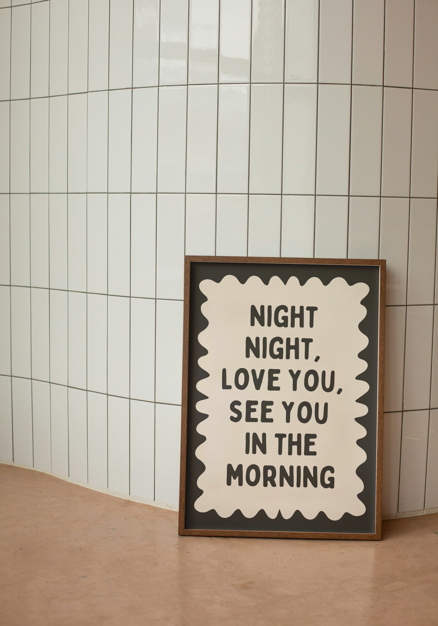 Night Night, Love You | Charcoal and Cream | Wall Art Print