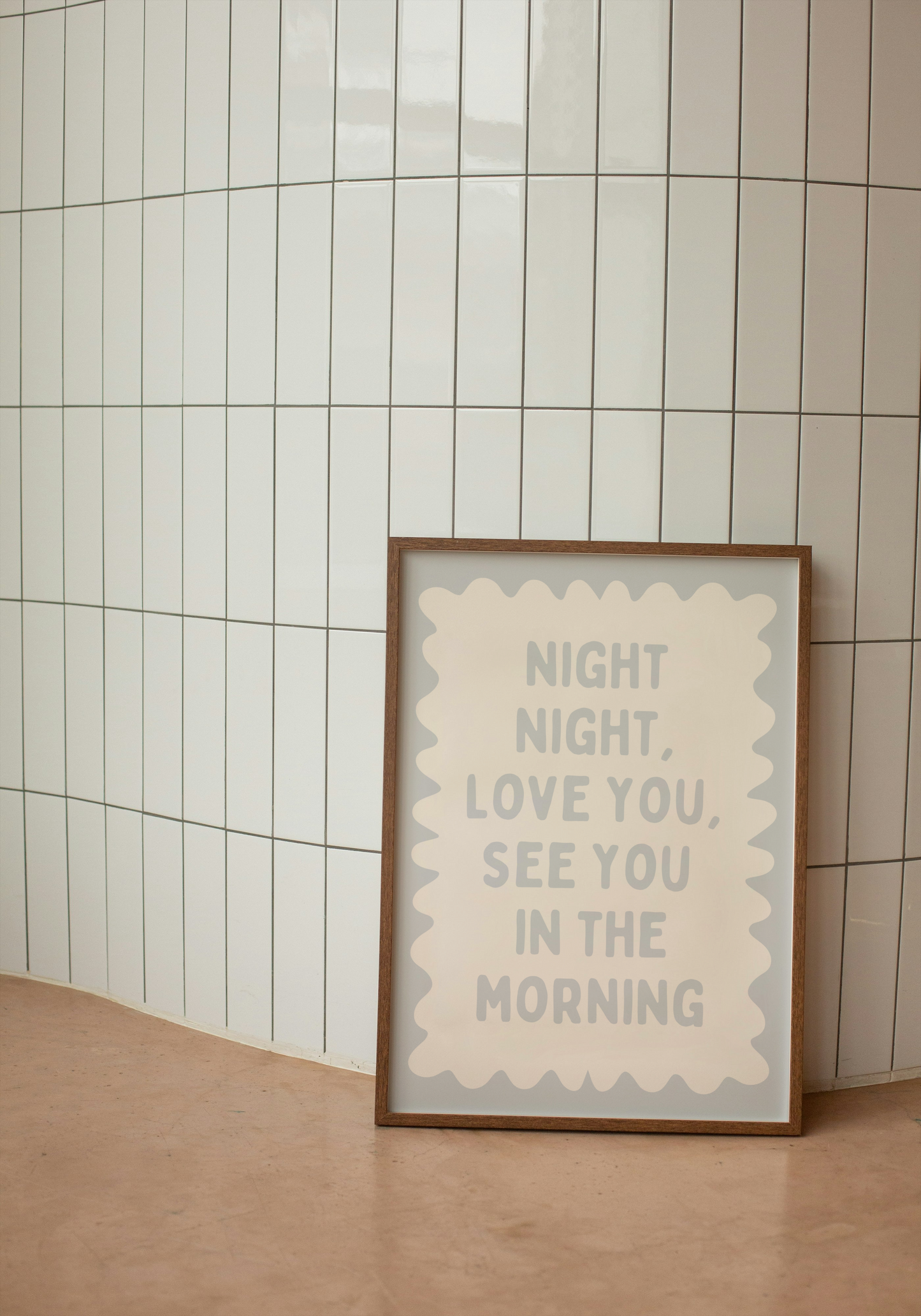 Night Night, Love You | Pale Grey and Cream | Wall Art Print