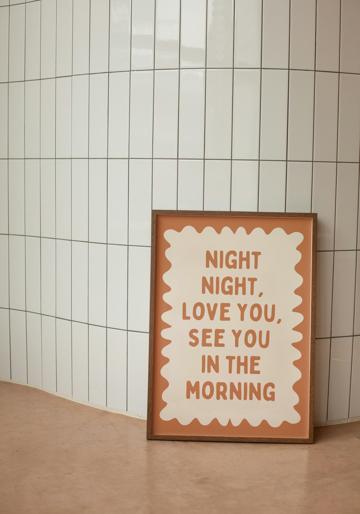 Night Night, Love You | Tan and Cream | Wall Art Print