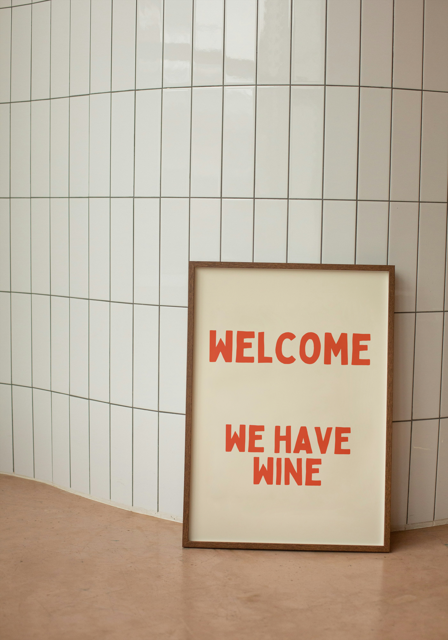 Welcome We Have Wine | Red and Cream | Art Print