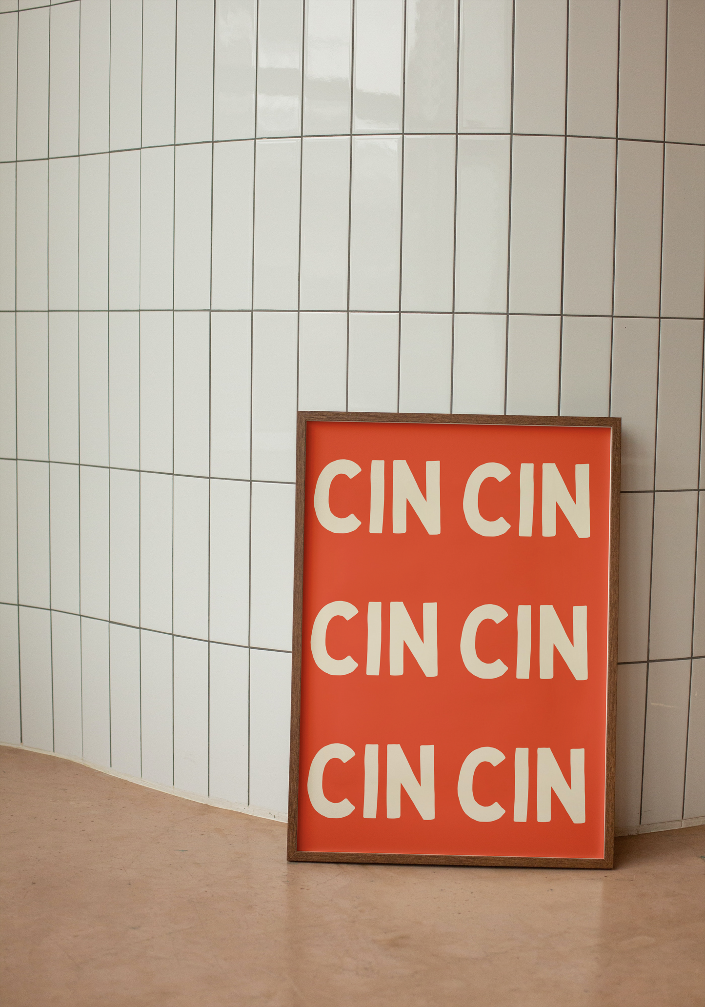 Cin Cin Cin | Cream and Red | Art Print