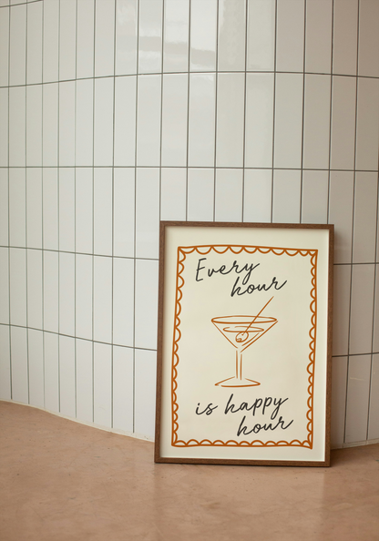 Every Hour Is Happy Hour | Rust and Cream | Art Print