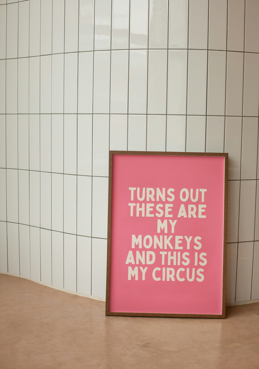 Turns Out These Are My Monkeys | Cream and Watermelon | Art Print