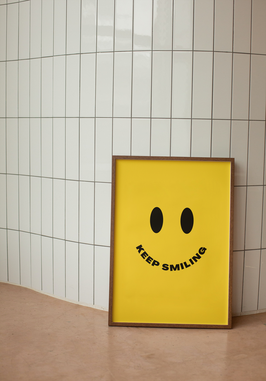 Keep Smiling | Black and Yellow | Art Print