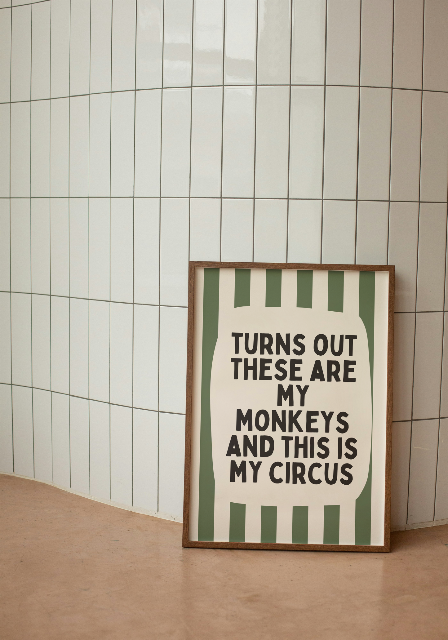 Turns Out These Are My Monkeys | Olive Green and Cream | Art Print