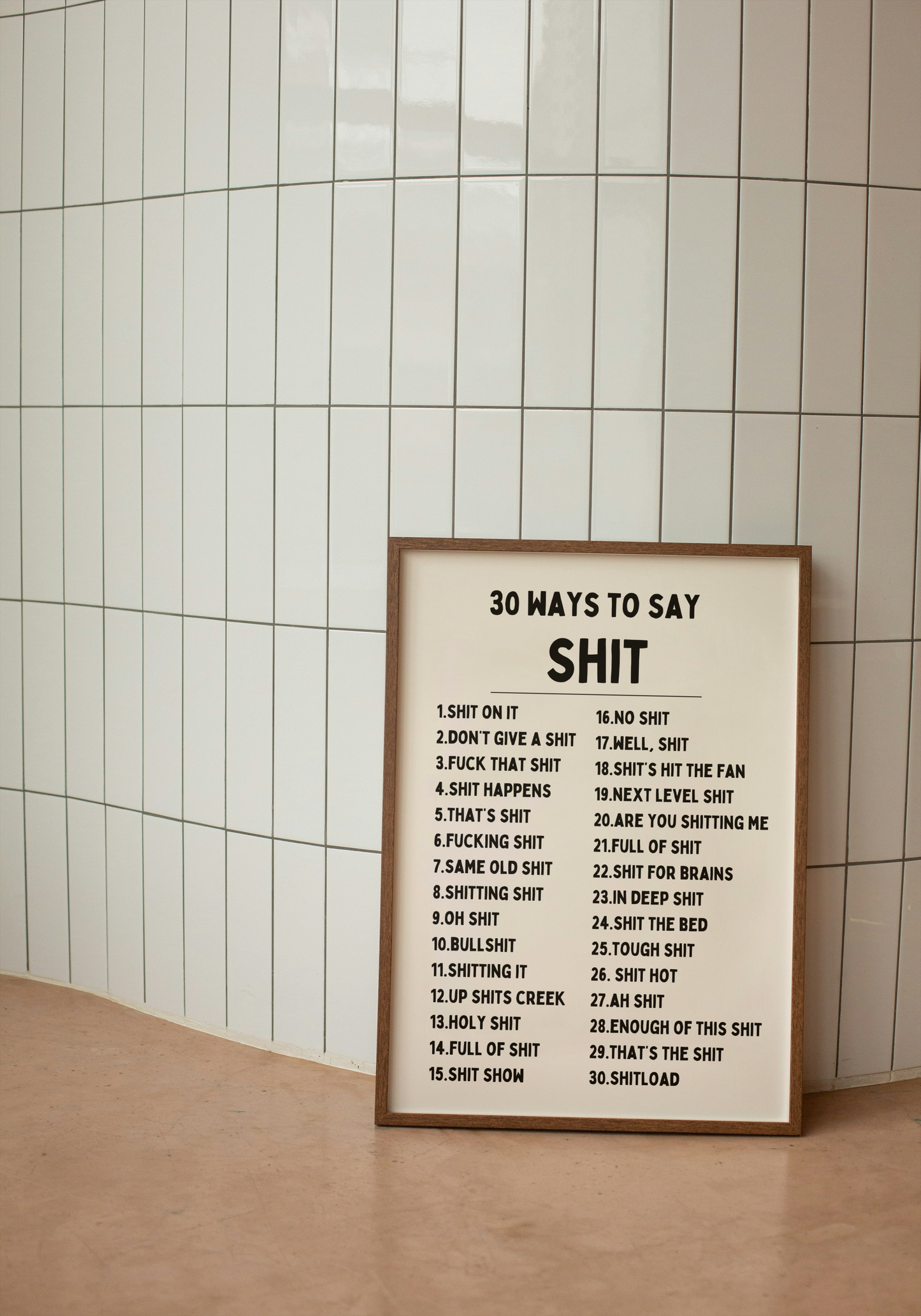 30 Ways To Say Shit | Black and Cream | Art Print