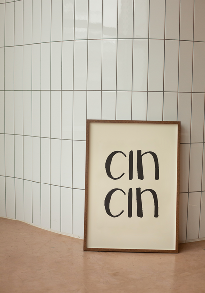 Cin Cin | Charcoal and Cream | Art Print