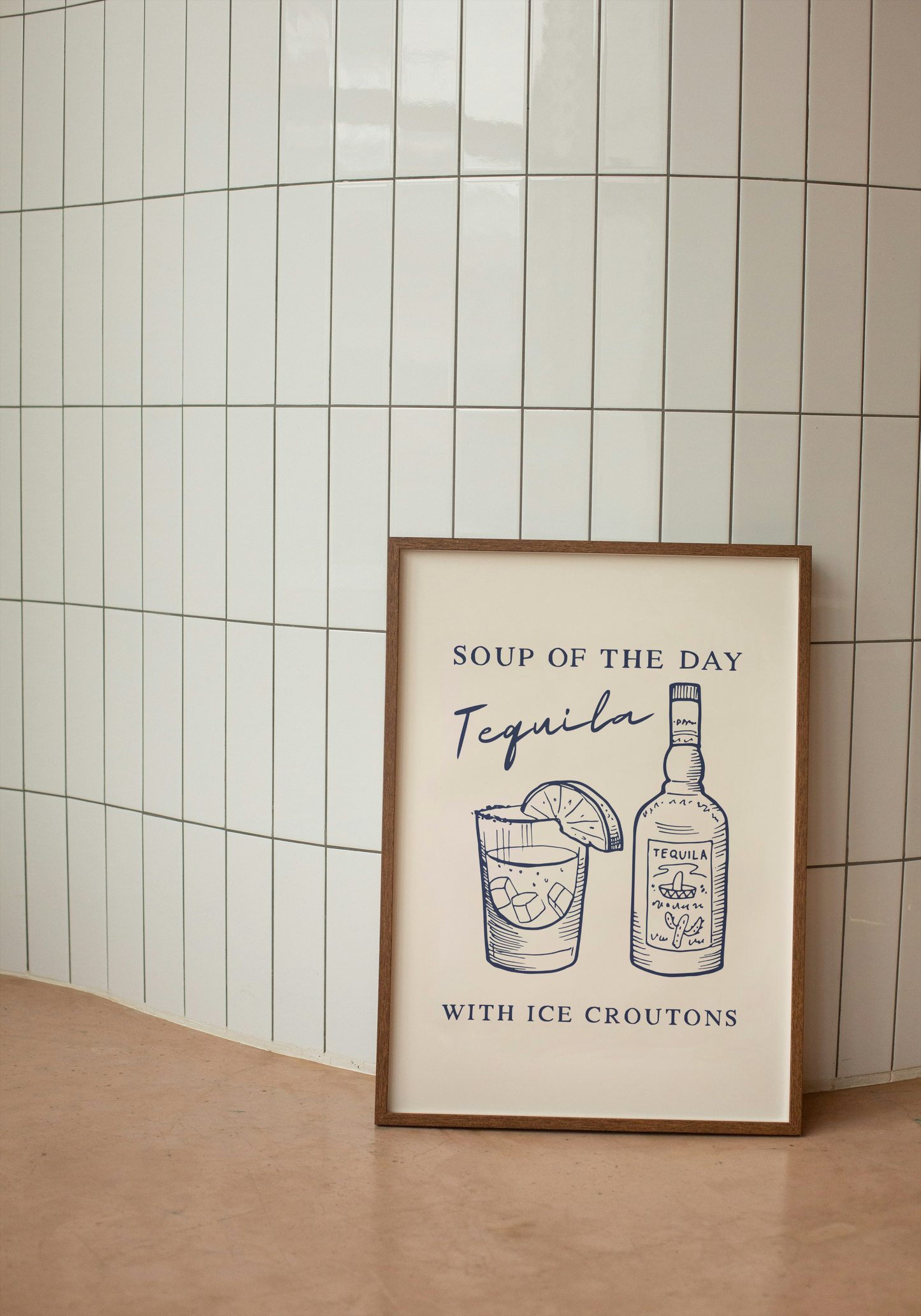 Soup Of The Day. Tequila | Navy and Cream | Art Print