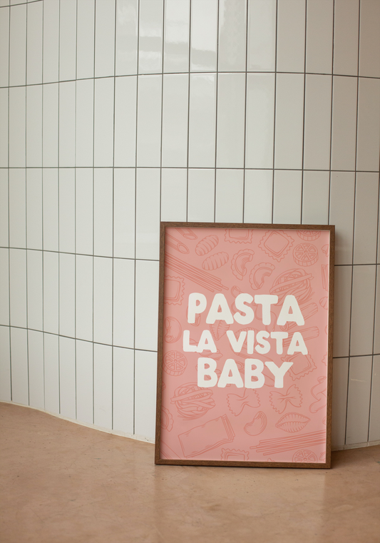 Pasta La Vista Baby | White and Pink | Art Print