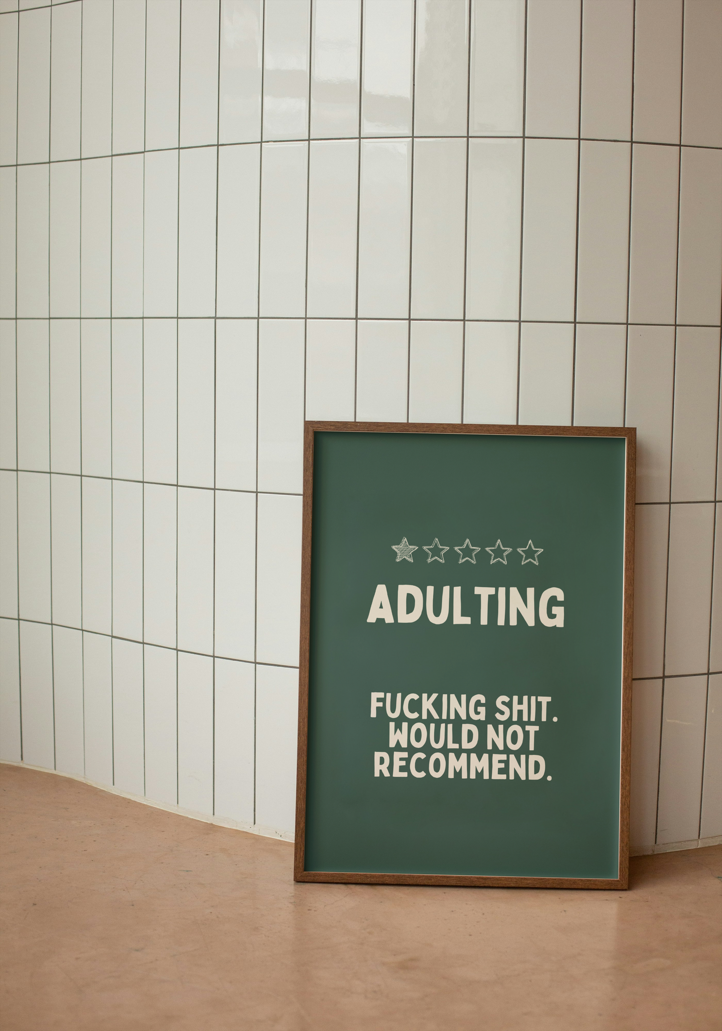 Adulting | Cream and Forest Green | Art Print