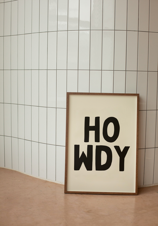 Howdy | Black and Cream | Art Print