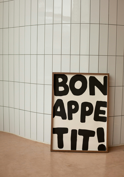 Bon Appetit! | Black and Cream | Art Print