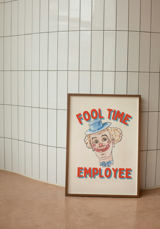 Fool Time Employee | Red and Blue | Art Print