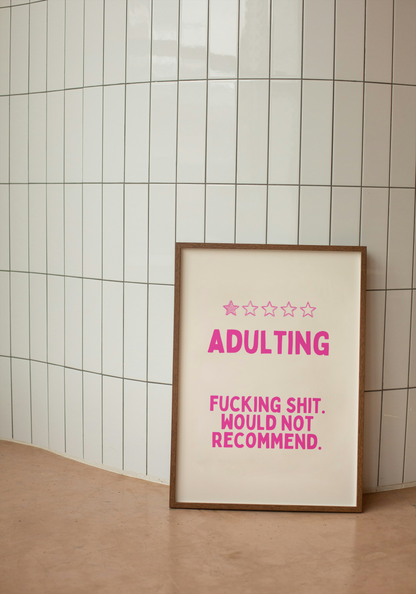 Adulting | Hot Pink and Cream | Art Print