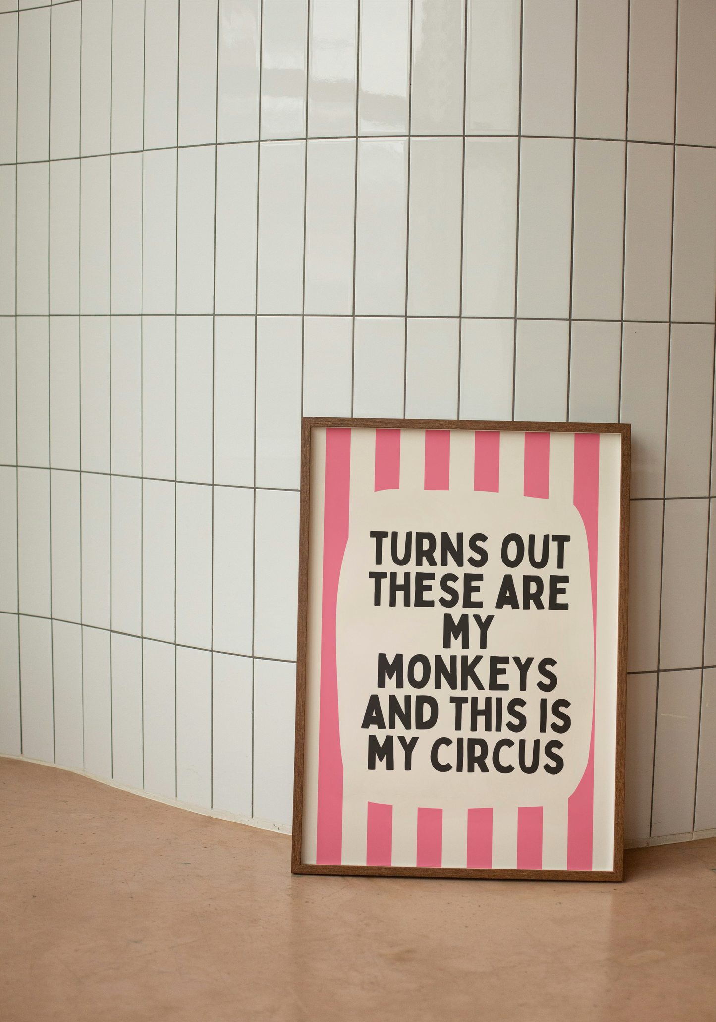 Turns Out These Are My Monkeys | Watermelon and Cream Stripe | Art Print