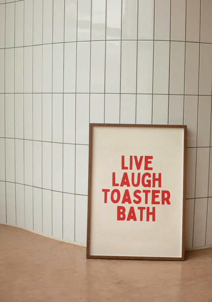 Digital Download | Live Laugh Toaster Bath | Red and Cream