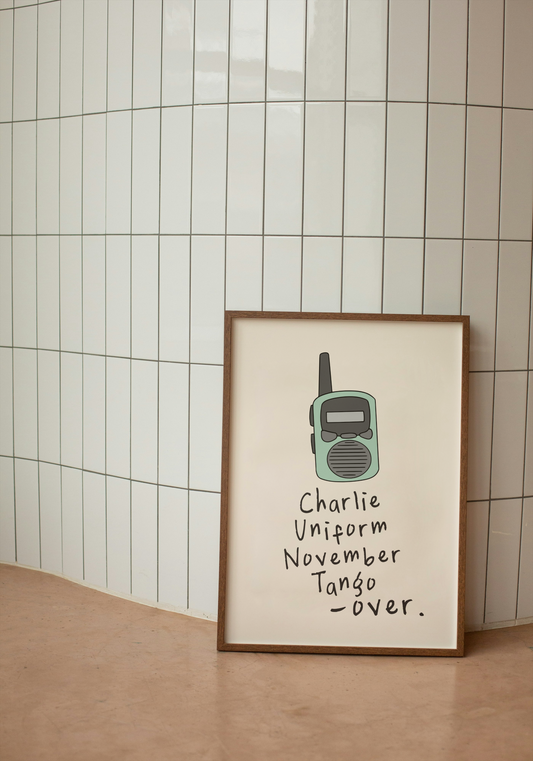 Charlie Uniform November Tango, Over | Seafoam and Cream | Art Print