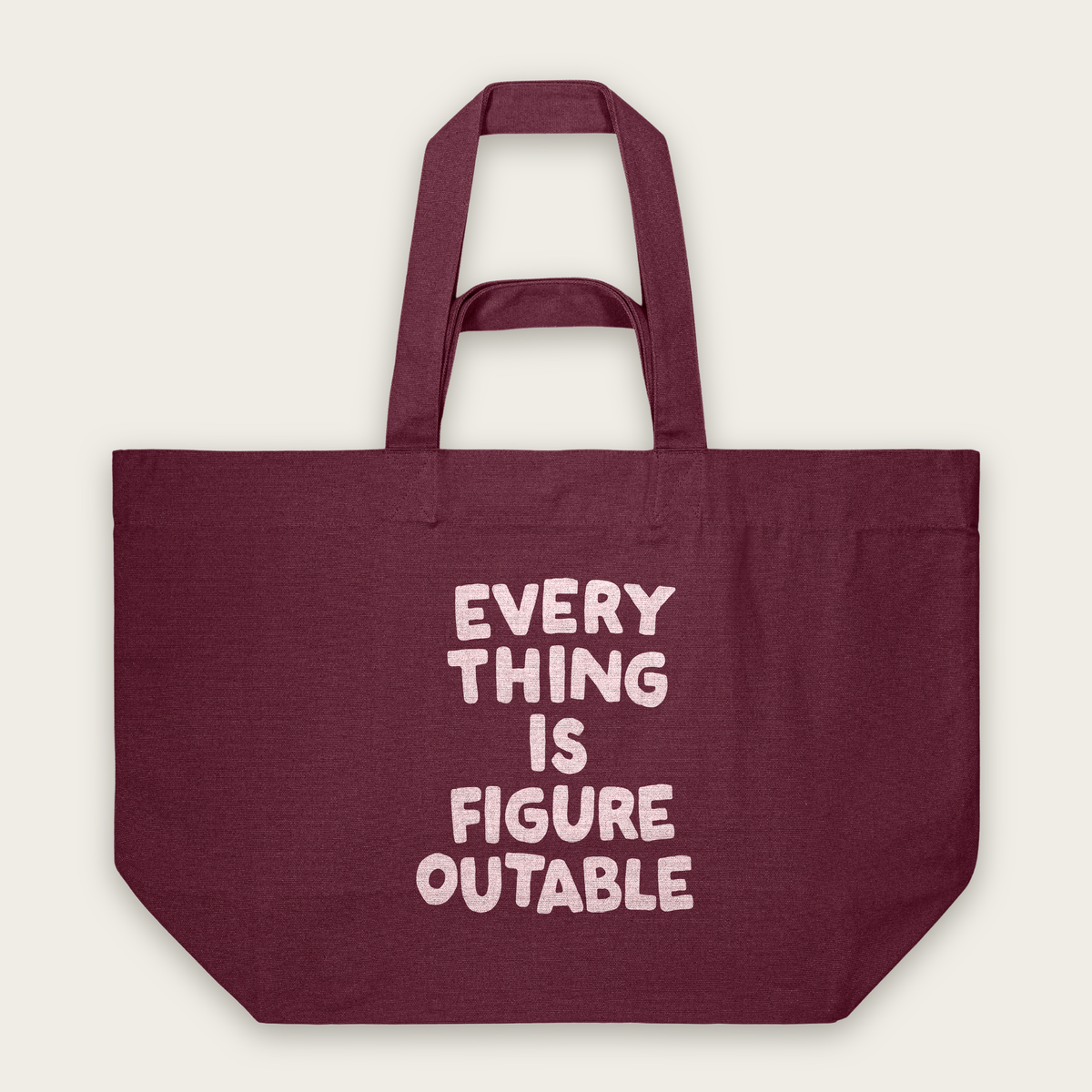 Everything Is Figureoutable | Tote Bag in Burgundy (18532_Everything-Is-Figureoutable_STAU117_Burgundy_Tote-Bag_Mockup.png)