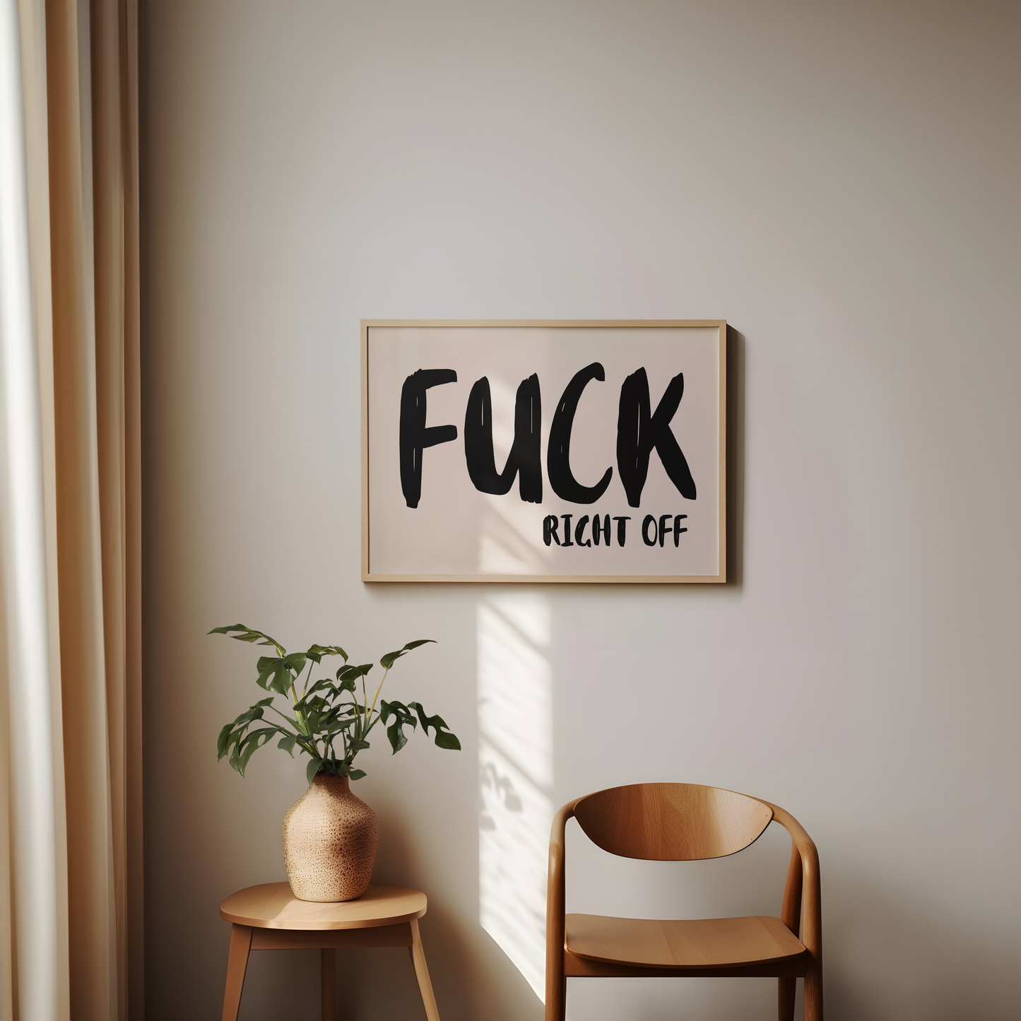 Fuck Right Off | Black and Cream | Landscape | Art Print