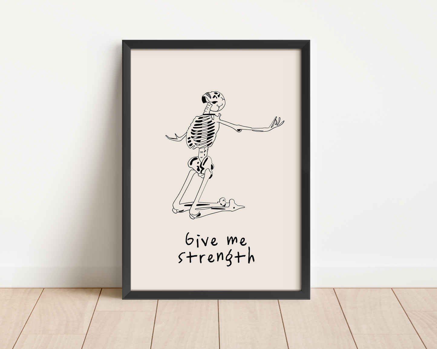 Framed | Give Me Strength | Black and Cream | Art Print