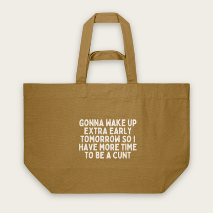 Gonna Wake Up Extra Early Tomorrow | Tote Bag in Bronze (18534_Gonna-Wake-Up-Extra-Early_STAU117_Bronze_Tote-Bag_Mockup.png)
