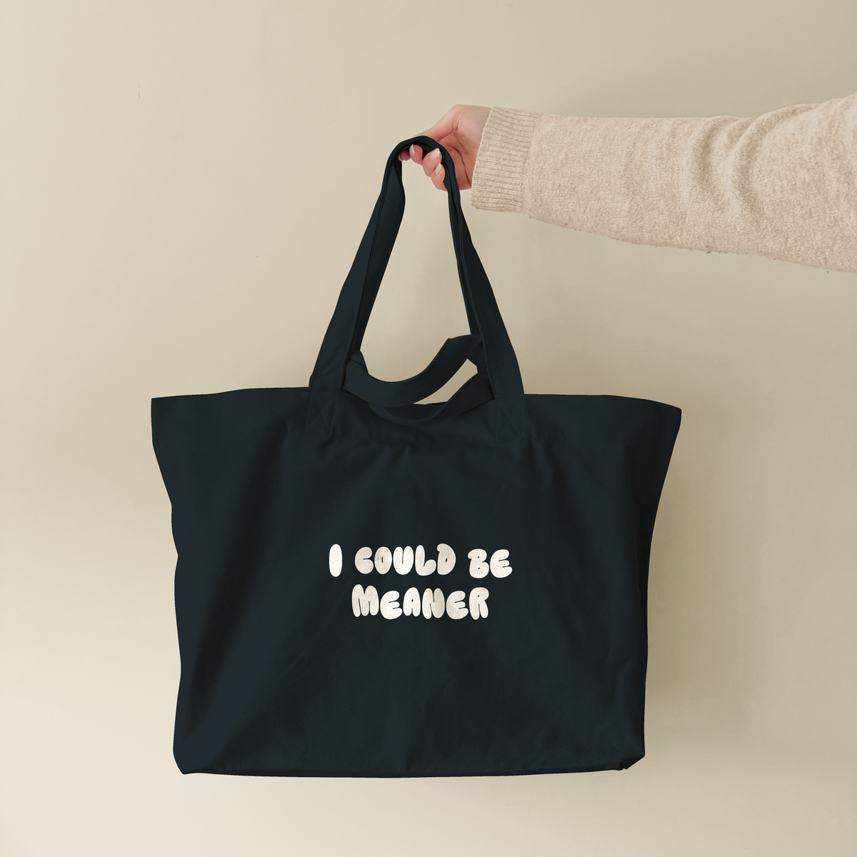I Could Be Meaner | Tote Bag (lifestyle-1-18560_I-Could-Be-Meaner_STAU117_Black_Tote-Bag.png)