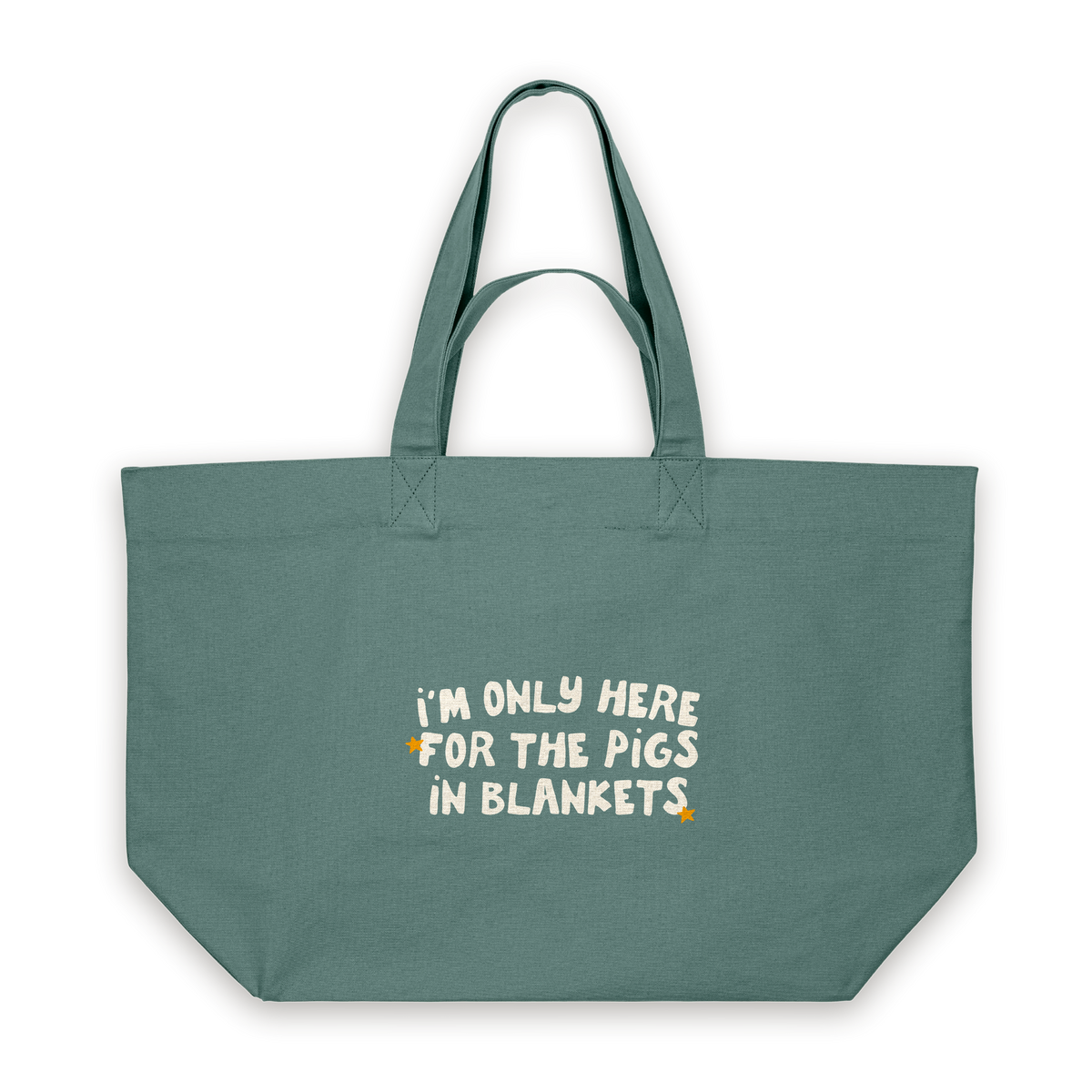 I'm Only Here For The Pigs In Blankets | Tote Bag in Green Bay (18384_I'm-Only-Here-For-The-Pigs-In-Blankets_STAU117_Green-Bay_Tote-Bag_Mockup.png)