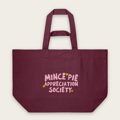 Mince Pie Appreciation Society | Tote Bag in Burgundy (18397_Mince-Pie-Appreciation-Society_STAU117_Burgundy_Tote-Bag_Mockup.png)
