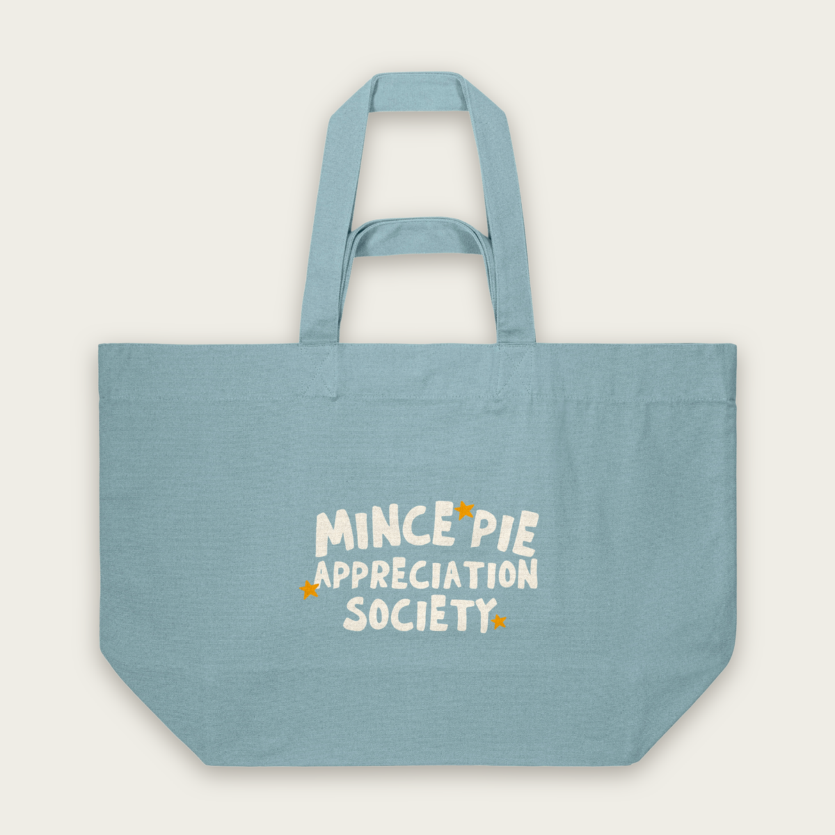 Mince Pie Appreciation Society | Tote Bag in Pebble Blue (18396_Mince-Pie-Appreciation-Society_STAU117_Pebble-Blue_Tote-Bag_Mockup.png)