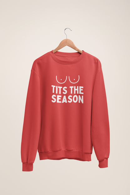 Tits The Season | White Graphic | Christmas Unisex Sweatshirt