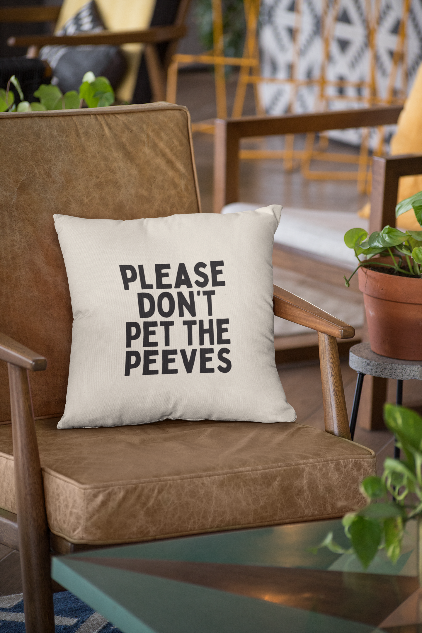 Please Don't Pet The Peeves | Black And Cream | Cushion