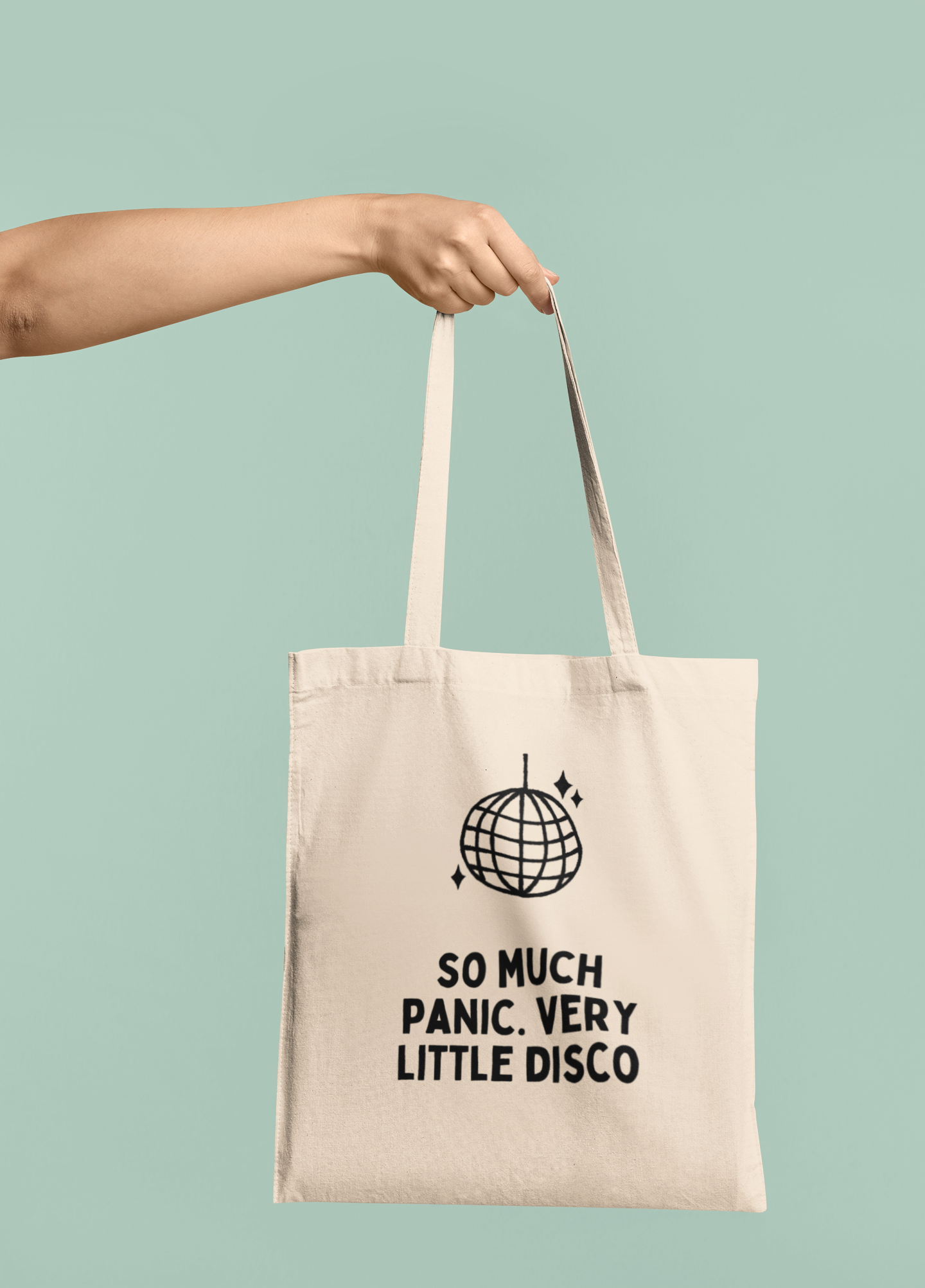 So Much Panic. Very Little Disco | Black Graphic | Organic Cotton Tote Bag