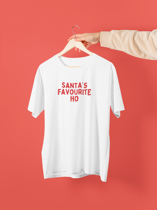 Santa's Favourite Ho | Red Graphic | Christmas Organic Unisex T Shirt