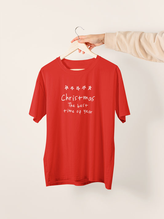 Christmas The Best Time Of Year | White Graphic | Christmas Organic Unisex T Shirt